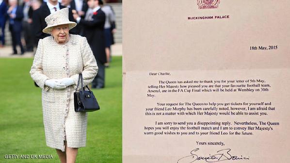 طلب من الملكة تذكرتين لنهائي كأس إنجلترا