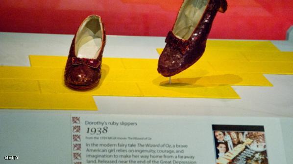 The famous ruby slippers worn by actress