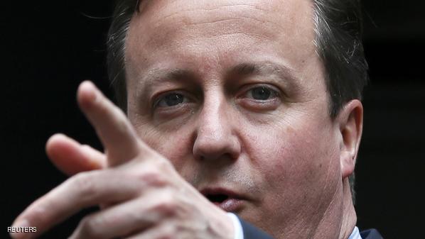 Britain's Prime Minister David Cameron gestures as he meets with Startups outside Number 10 Downing Street in London