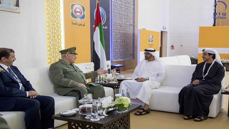 محمد بن زايد يستقبل رئيسي أركان القوات المسلحة السعودية والجزائرية