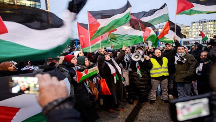 وقفة احتجاجية في بروكسل ضد زيارة نتنياهو