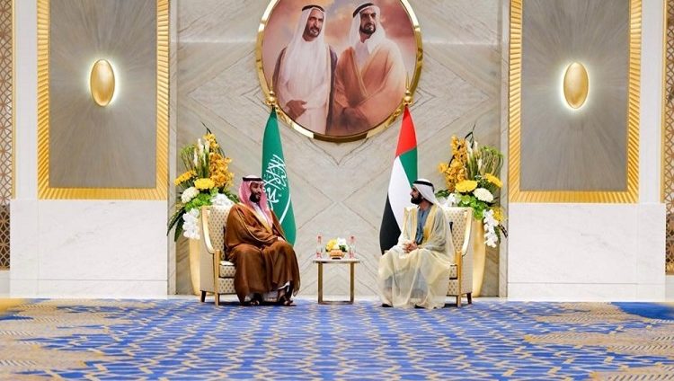 محمد بن راشد يستقبل ولي العهد السعودي في إكسبو 2020 دبي