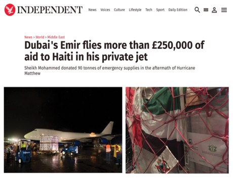 90 طن مساعدات من محمد بن راشد على طائرته الخاصة لهايتي