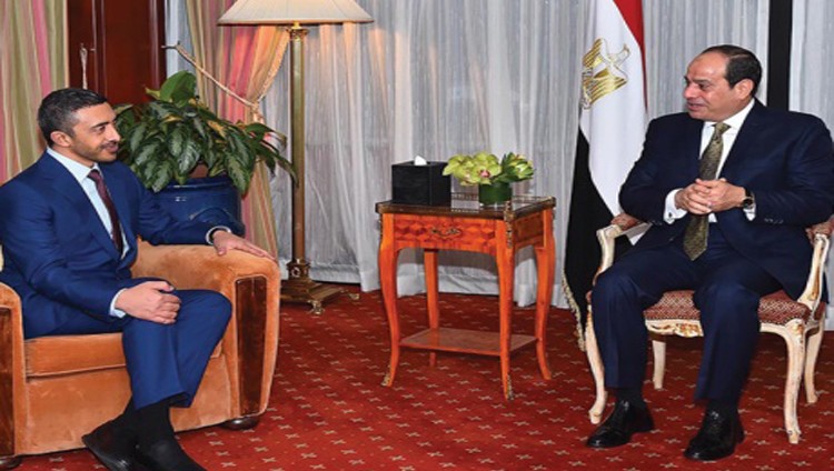السيسي يبحث مع عبد الله بن زايد العلاقات المتميزة بين مصر والإمارات