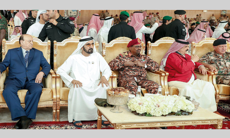 سلمان ومحمد بن راشد ومحمد بـن زايد يحضرون فعاليات «درع الخليج المشترك1»