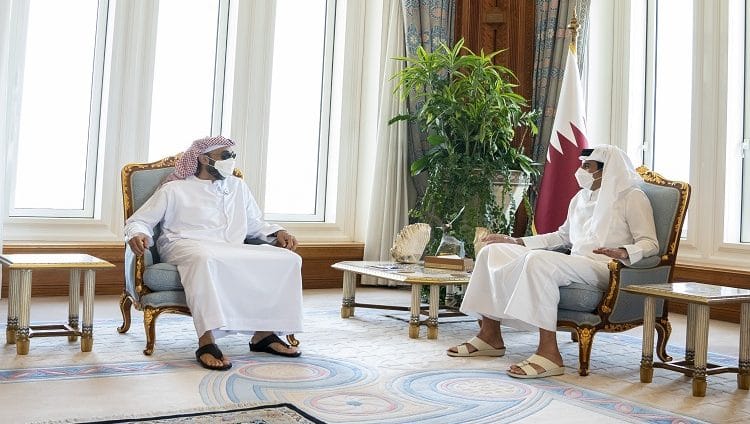 أمير قطر يستقبل وفدا برئاسة طحنون بن زايد