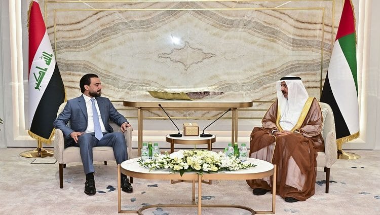 صقر غباش يبحث تعزيز العلاقات الثنائية مع رئيس مجلس النواب العراقي