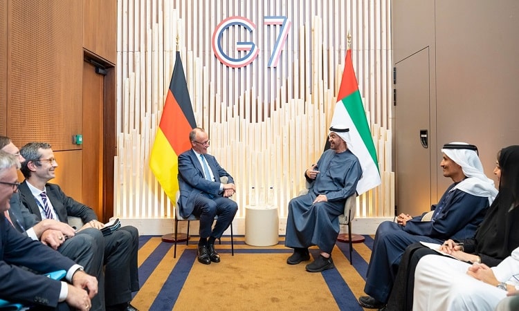 على هامش قمة مجموعة السبع.. رئيس الدولة والمستشار الألماني يبحثان تعزيز علاقات التعاون بين البلدين والتطورات الإقليمية