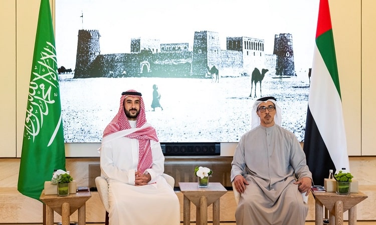 منصور بن زايد يلتقي خالد بن سلمان